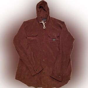 Aeropostale Men's Burgundy Button Up Shirt Jacket